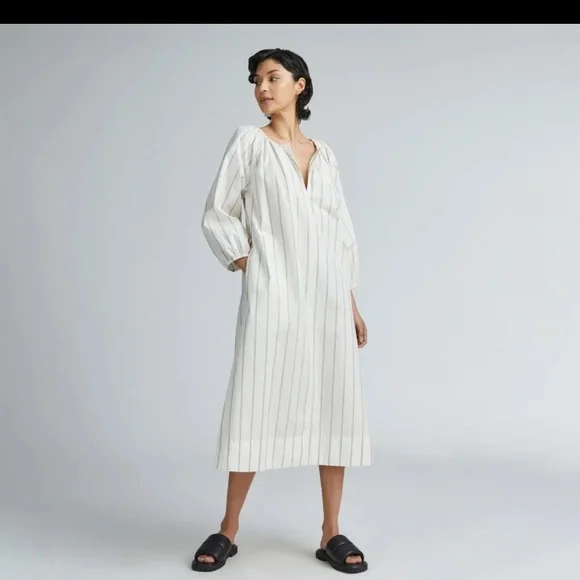 chinese dress ladies The Linen Oversized Puff-Sleeve Dress main image 0